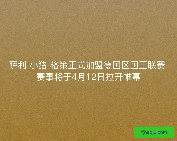 萨利 小猪 格策正式加盟德国区国王联赛 赛事将于4月12日拉开帷幕