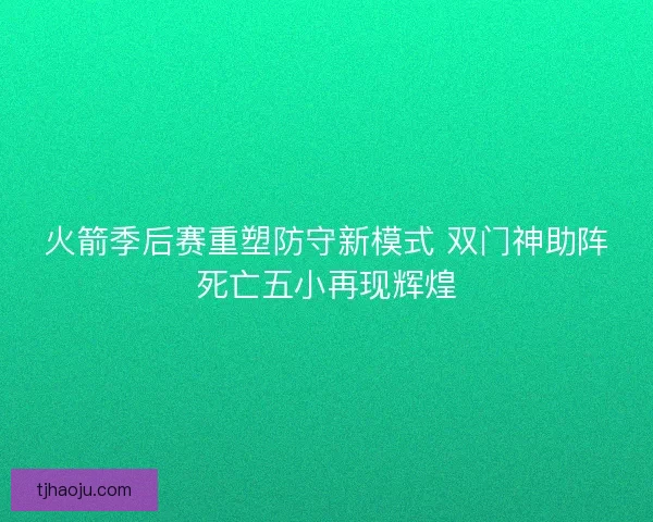 火箭季后赛重塑防守新模式 双门神助阵死亡五小再现辉煌