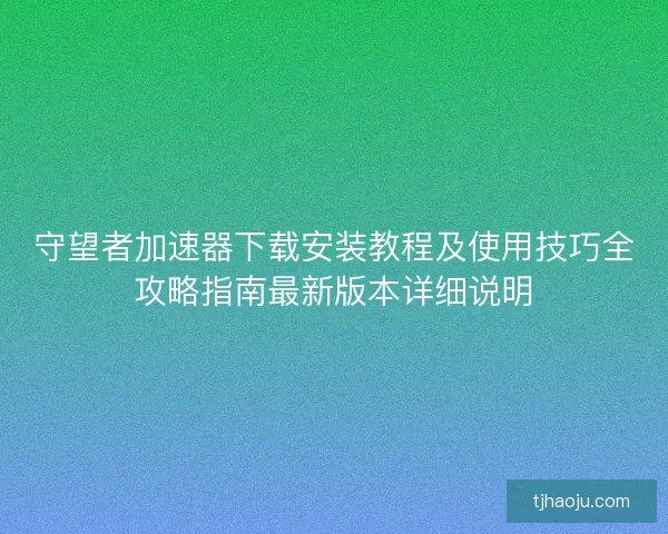 守望者加速器下载安装教程及使用技巧全攻略指南最新版本详细说明