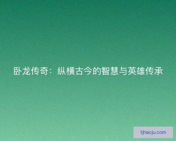 卧龙传奇：纵横古今的智慧与英雄传承