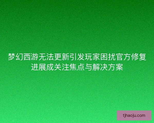 梦幻西游无法更新引发玩家困扰官方修复进展成关注焦点与解决方案