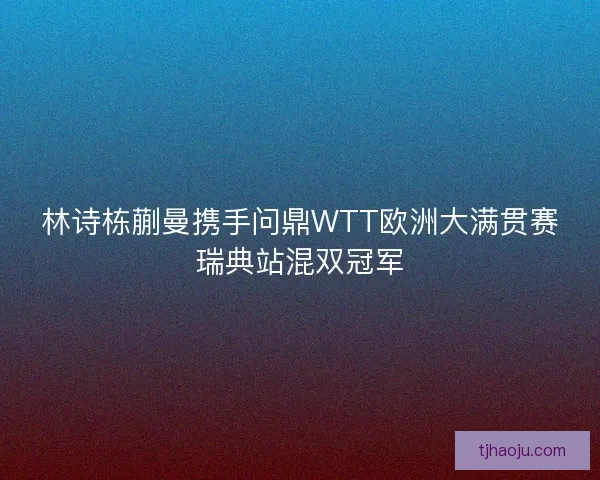 林诗栋蒯曼携手问鼎WTT欧洲大满贯赛瑞典站混双冠军