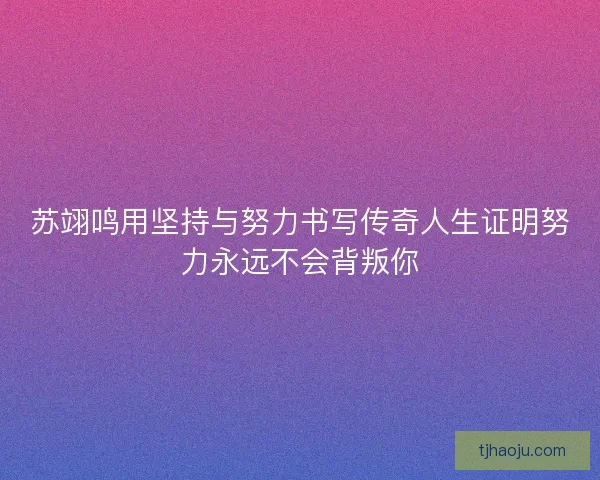 苏翊鸣用坚持与努力书写传奇人生证明努力永远不会背叛你