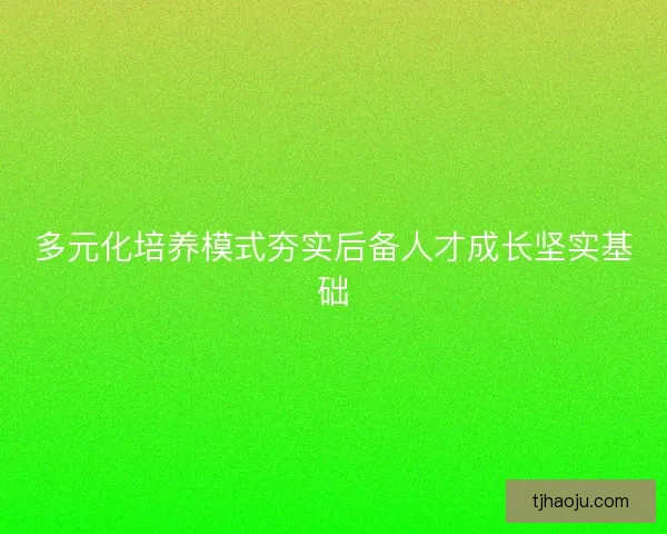 多元化培养模式夯实后备人才成长坚实基础